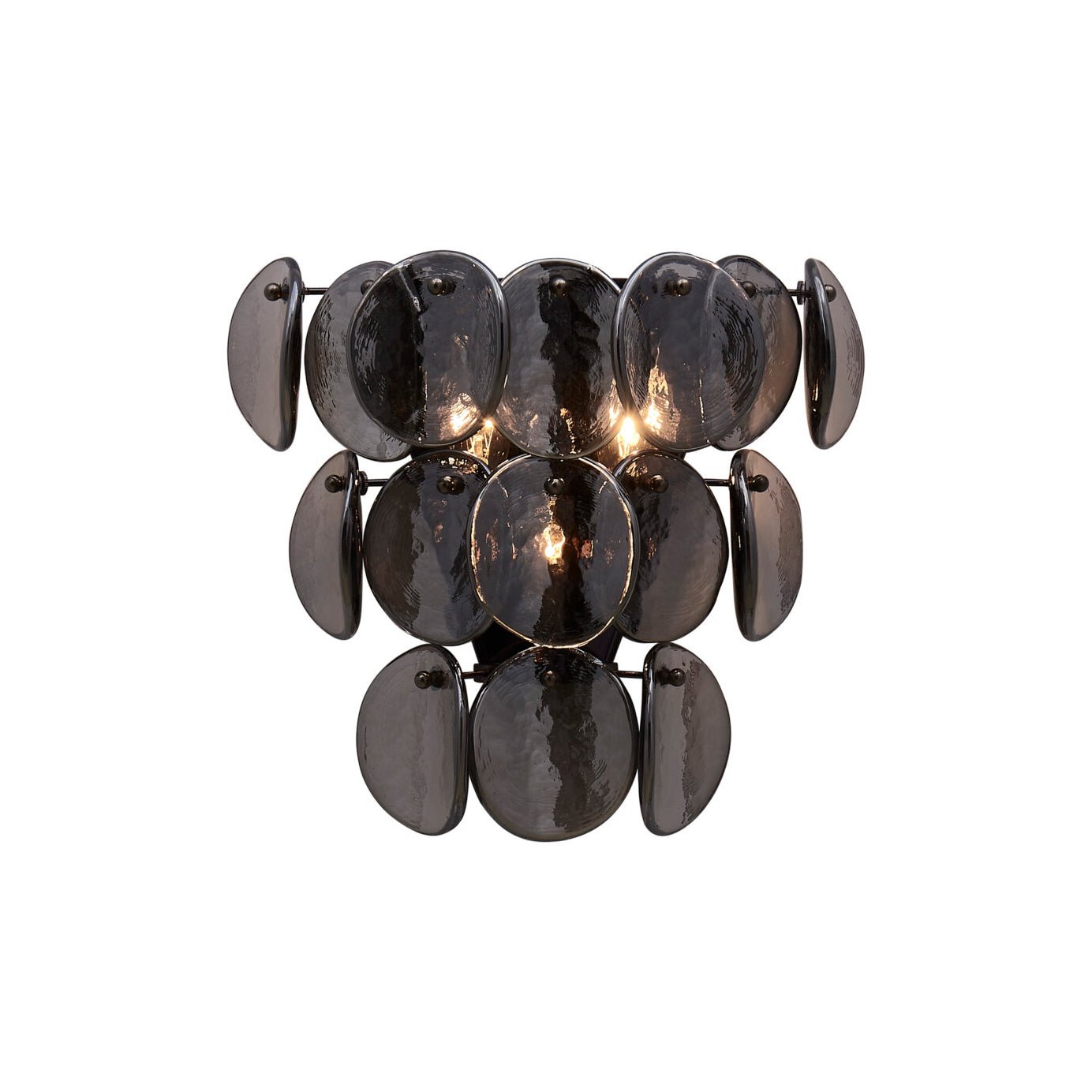 Aurora Wall Lamp Amber Glass Disc Fish Scale Brass - Neutral Decor