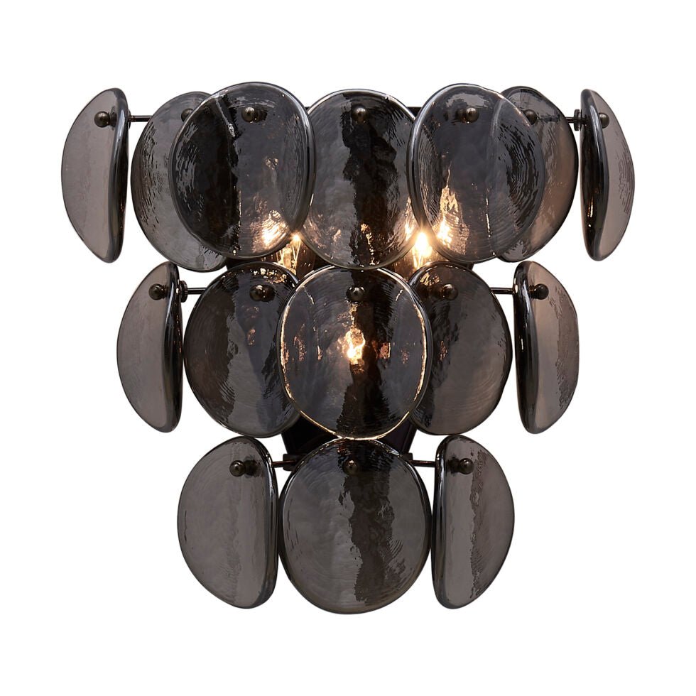 Aurora Wall Lamp Amber Glass Disc Fish Scale Brass - Neutral Decor