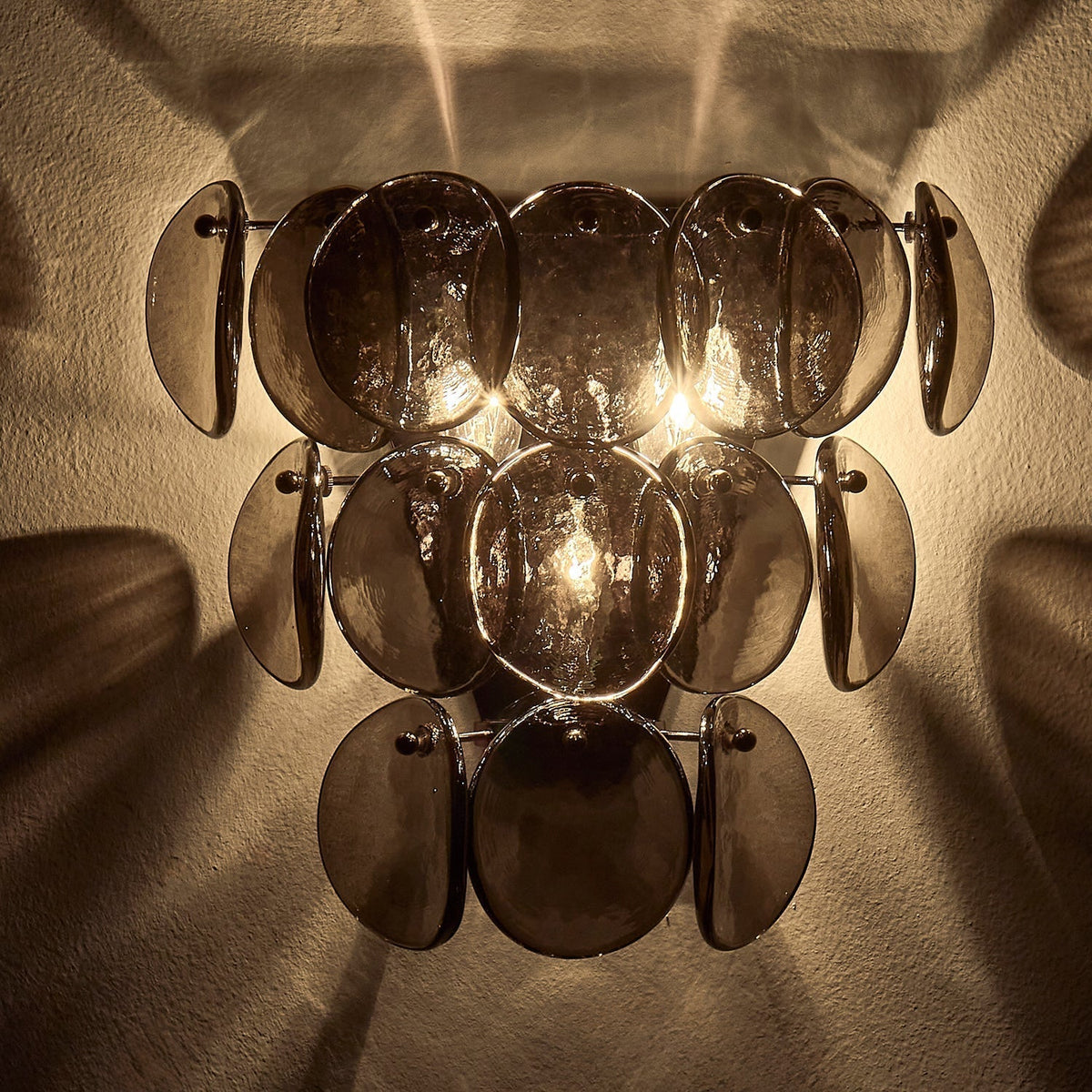 Velearia Wall Lamp Amber Glass Disc Fish Scale Brass