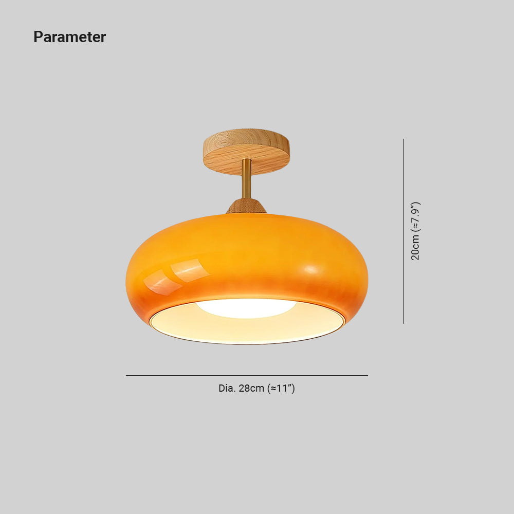 Thalia Flush Mount Ceiling Light Glass Wood &Orange&White