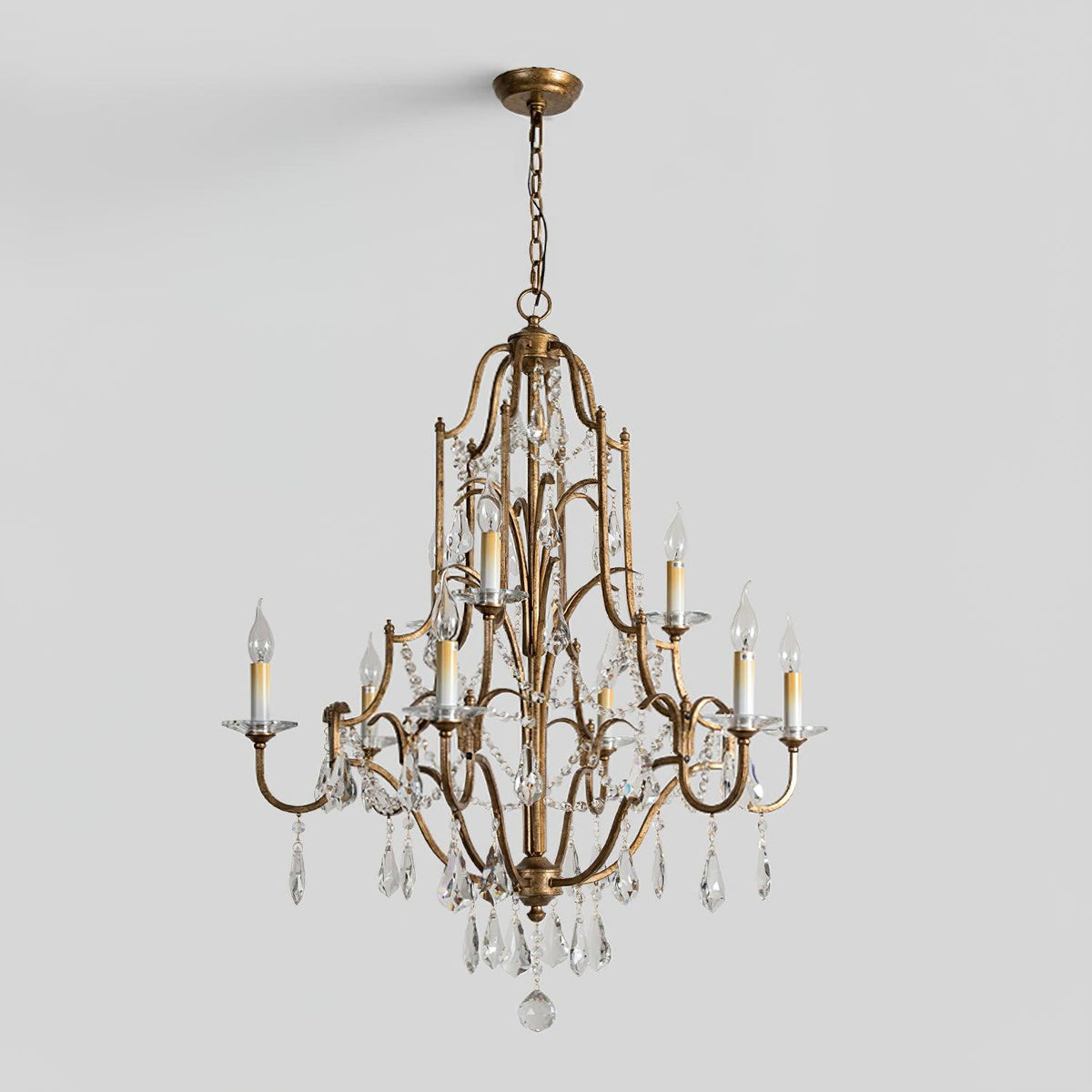 Mirok Chandelier Iron Crystal Candelabra Vintage