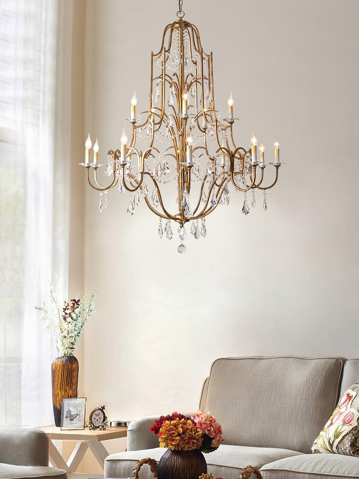 Mirok Chandelier Iron Crystal Candelabra Vintage