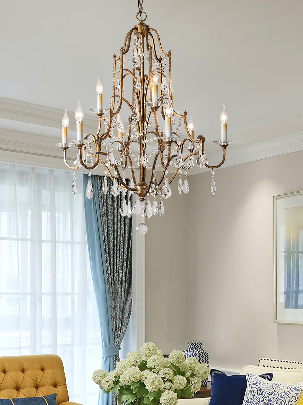 Mirok Chandelier Iron Crystal Candelabra Vintage