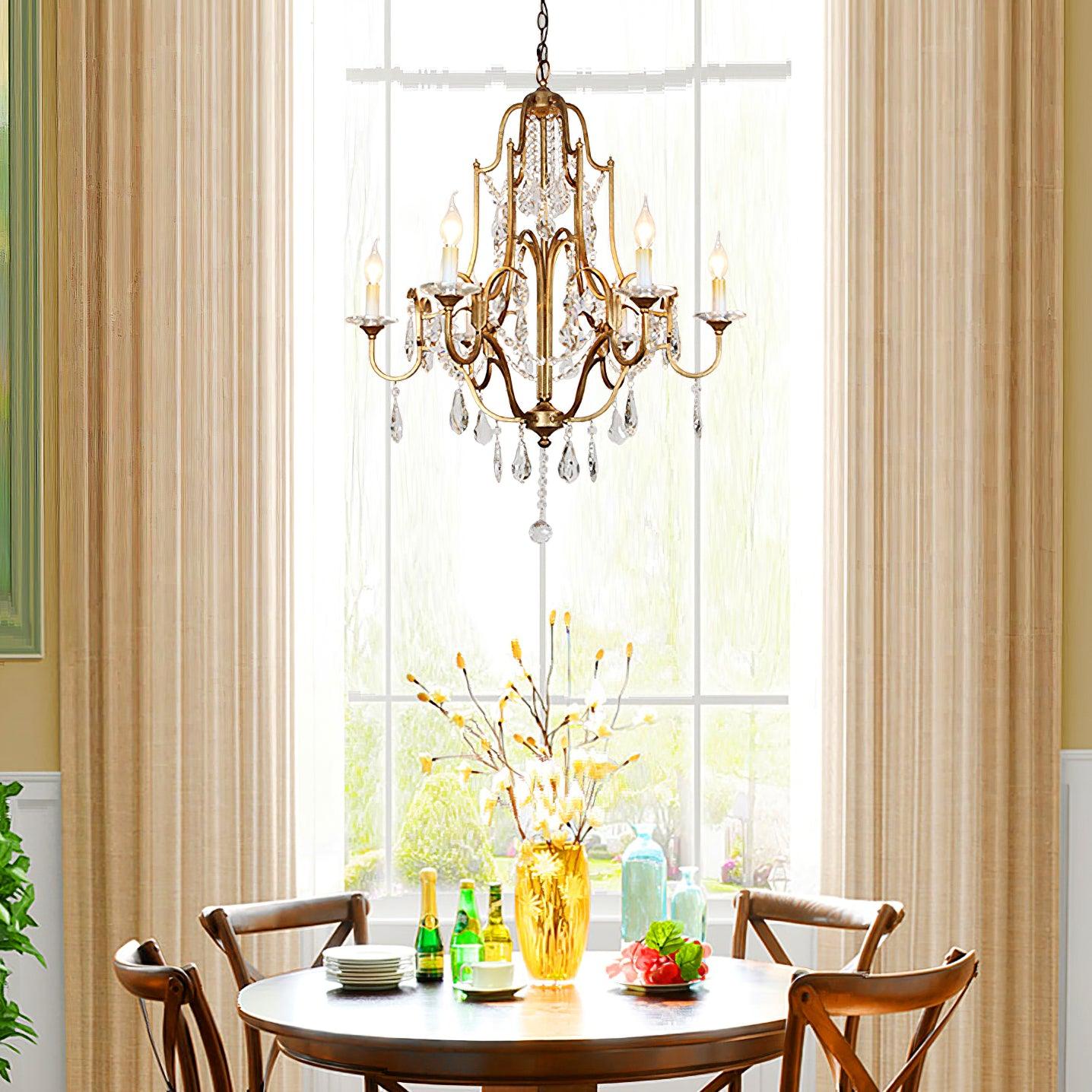 Mirok Chandelier Iron Crystal Candelabra Vintage