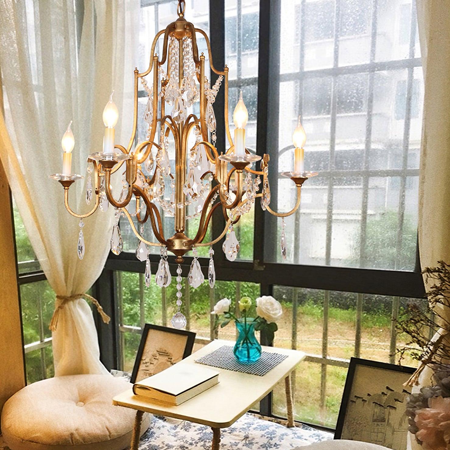 Mirok Chandelier Iron Crystal Candelabra Vintage
