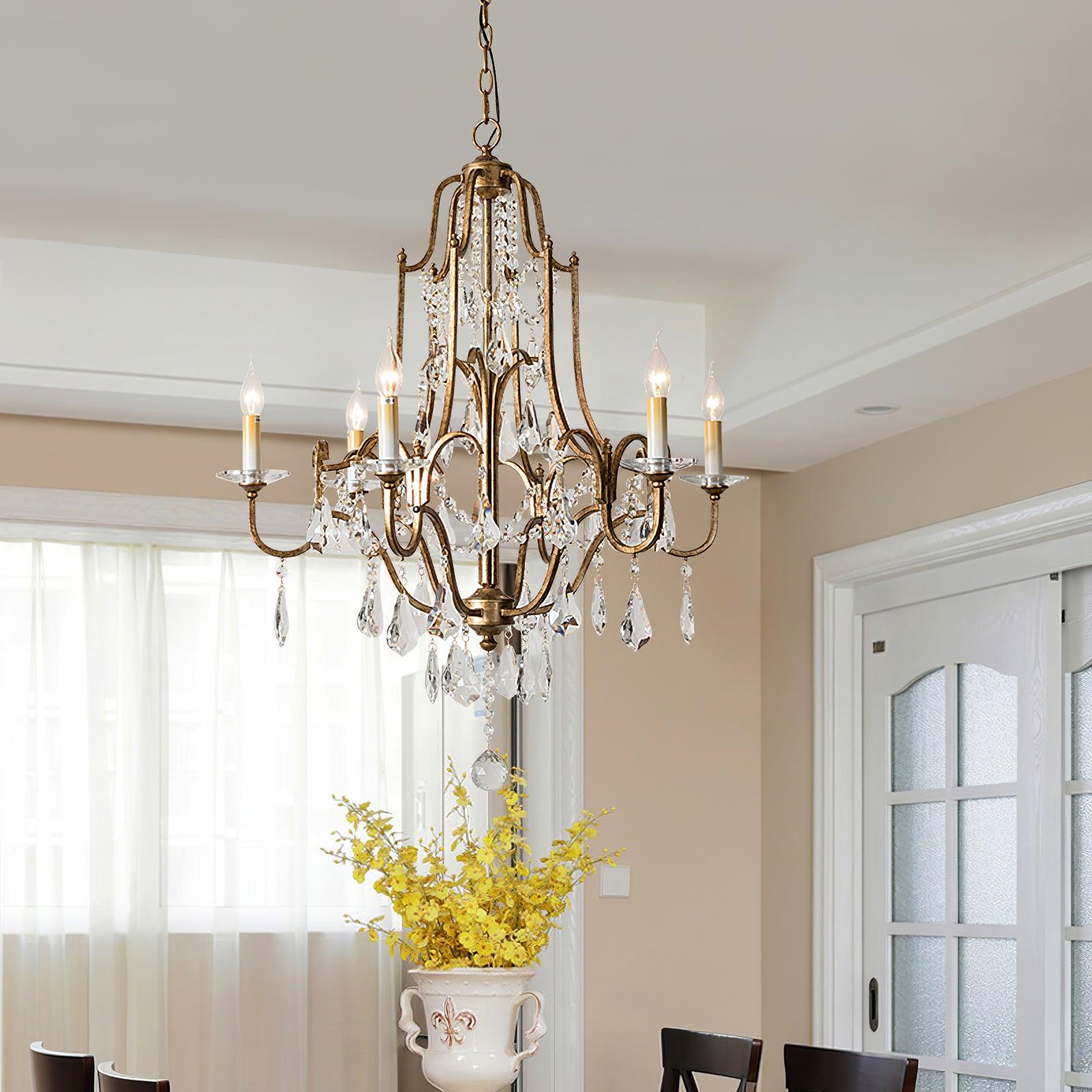 Mirok Chandelier Iron Crystal Candelabra Vintage