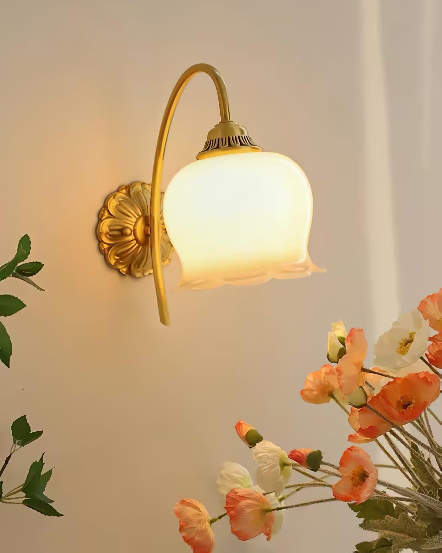 Dazell Art Flower Brass Resin Wall Lamp