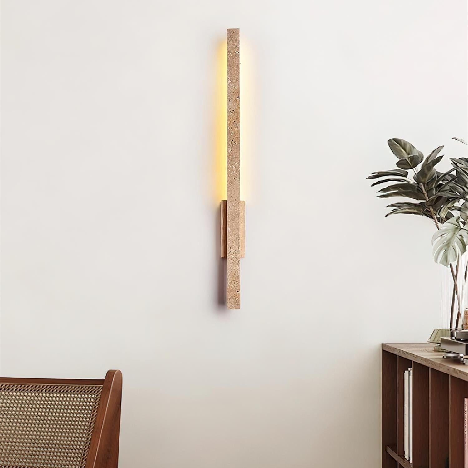 Opalyn Slim Travertine Wall Lamp - Neutral Decor