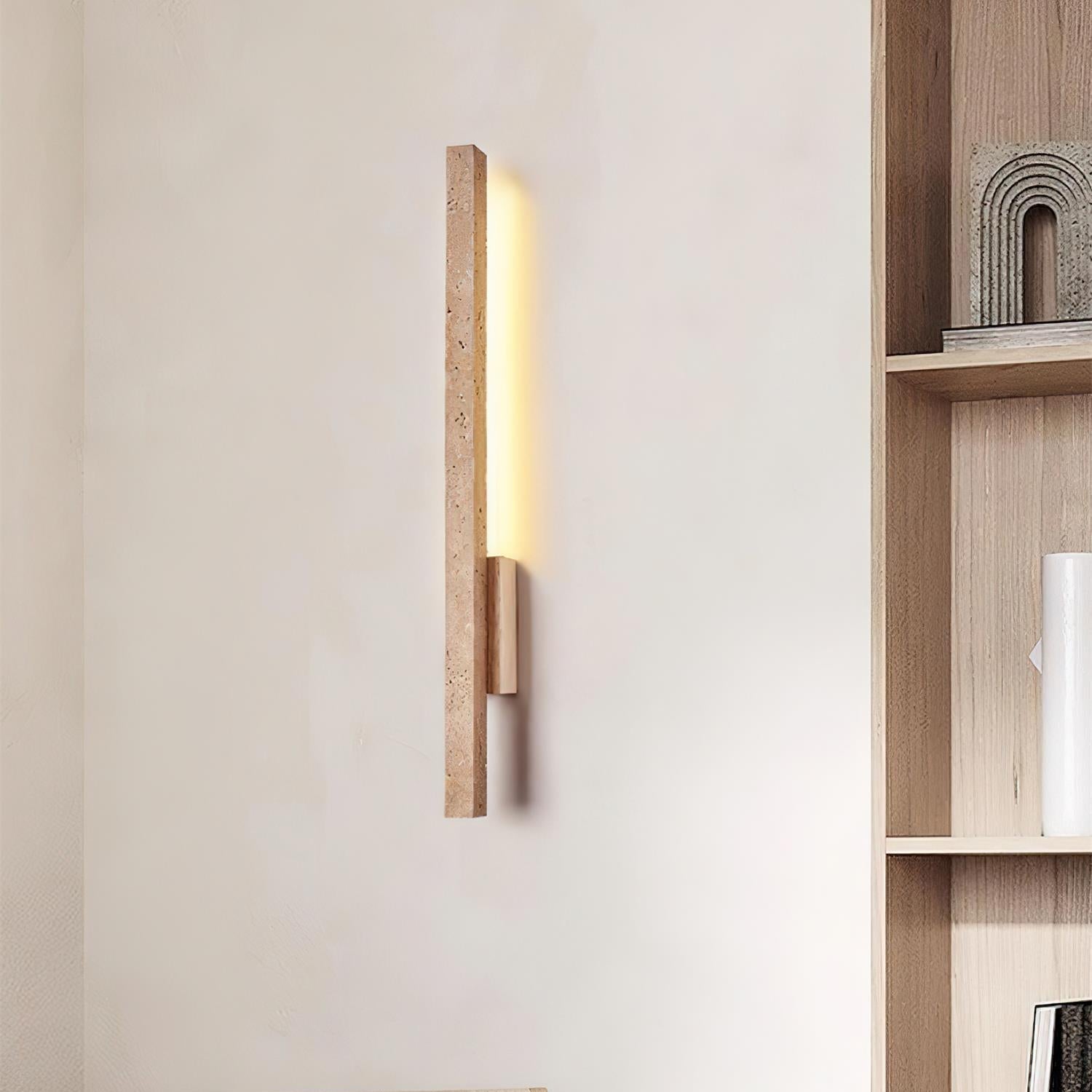 Opalyn Slim Travertine Wall Lamp - Neutral Decor