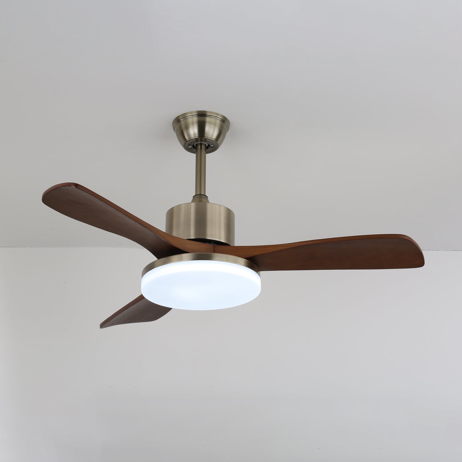 Selora Brass Wood Ceiling Fan Light
