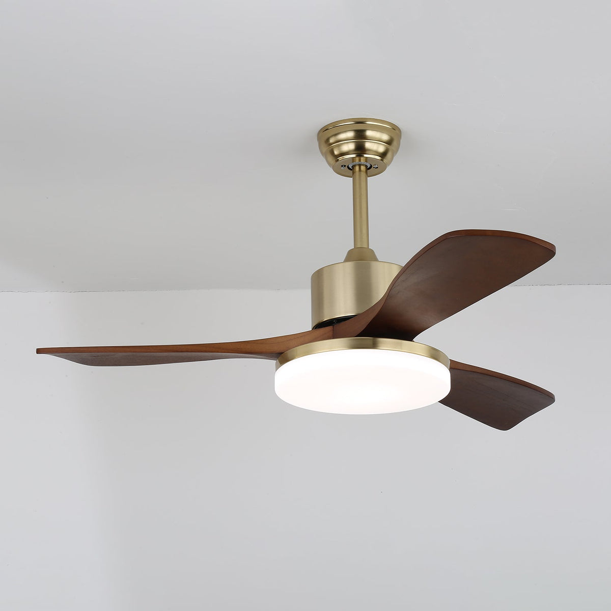 Selora Brass Wood Ceiling Fan Light