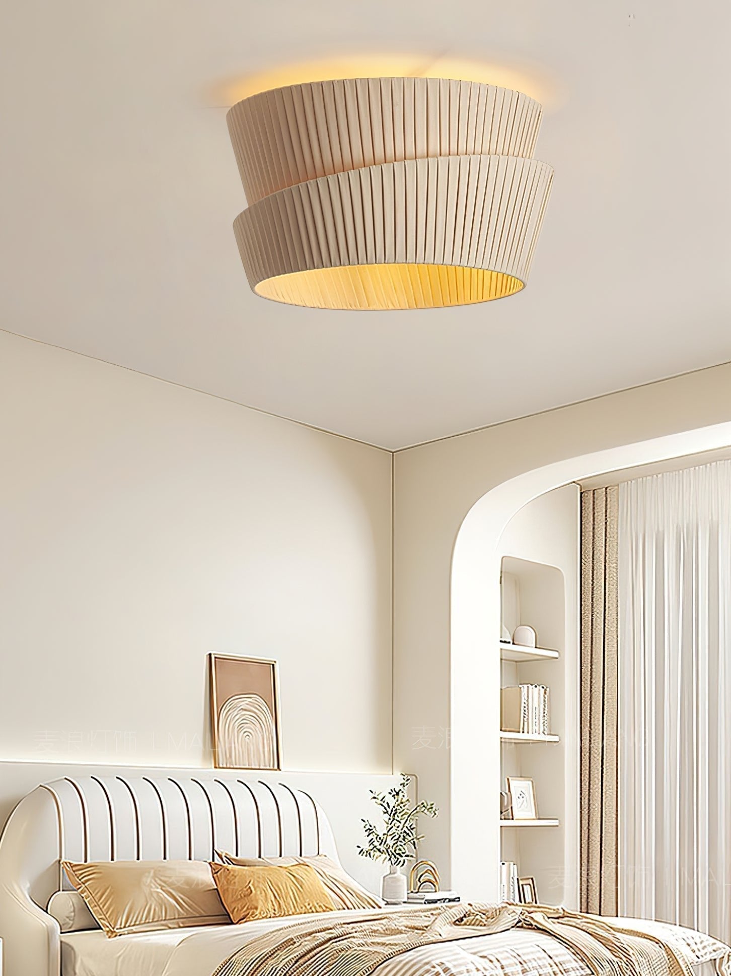 Xlenis Natural Unique Twist Fabric Ceiling Lamp