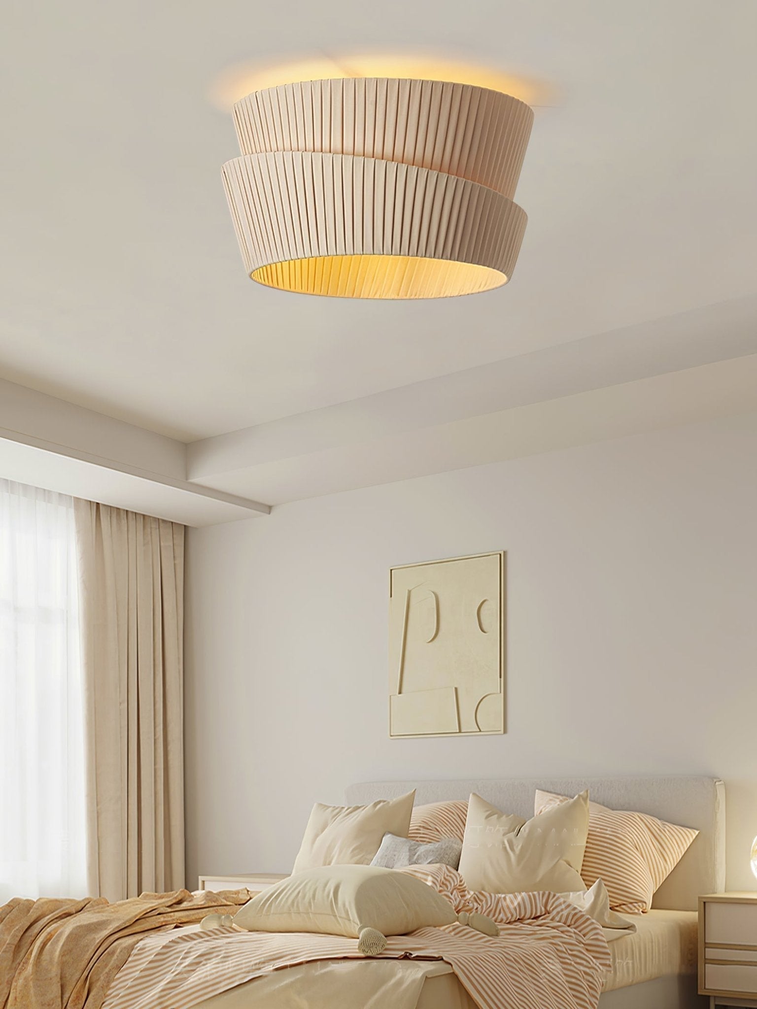 Xlenis Natural Unique Twist Fabric Ceiling Lamp
