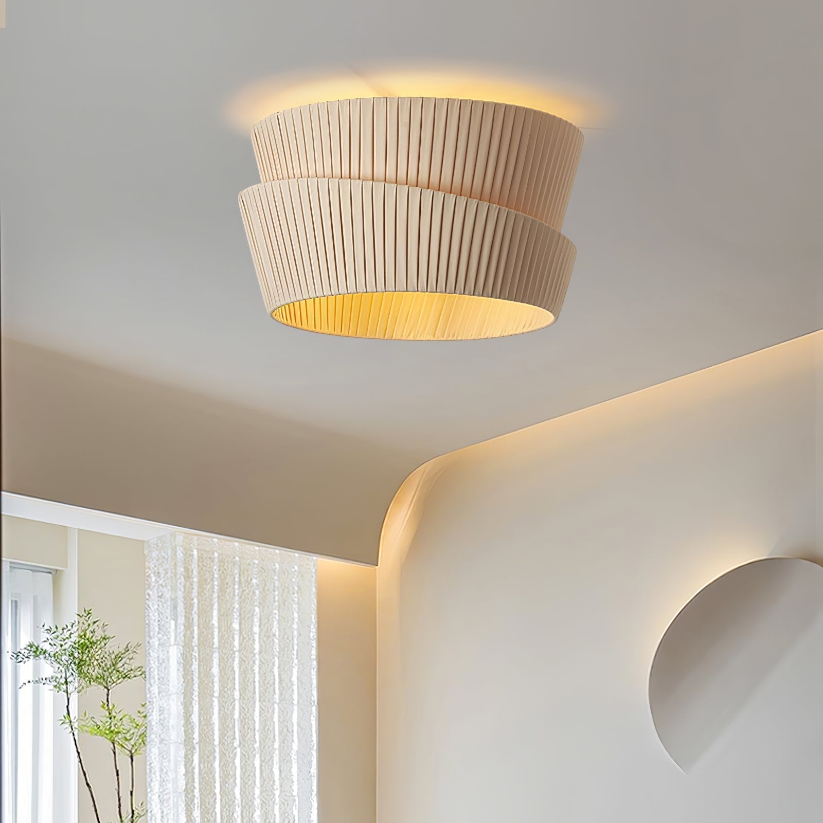 Xlenis Natural Unique Twist Fabric Ceiling Lamp