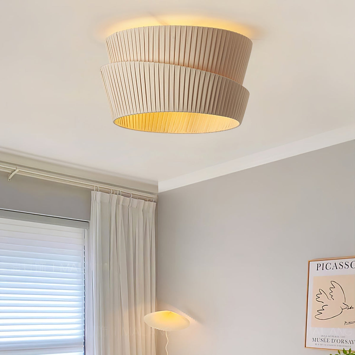 Xlenis Natural Unique Twist Fabric Ceiling Lamp