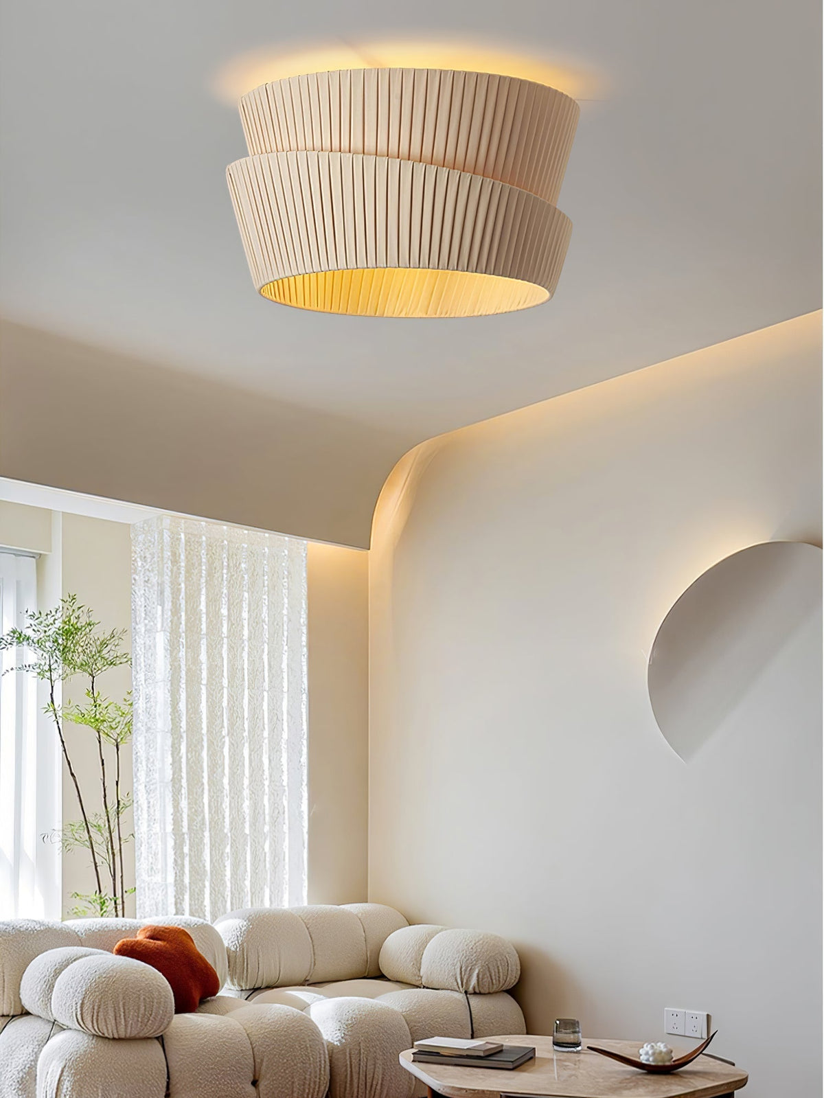 Xlenis Natural Unique Twist Fabric Ceiling Lamp