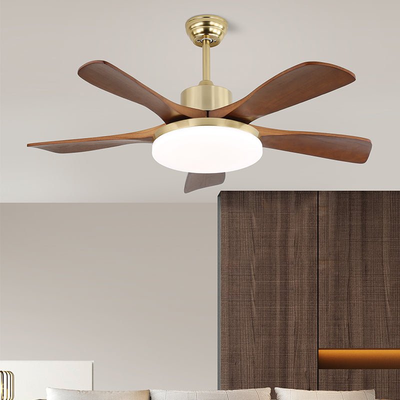 Elara Modern Brass Wood Ceiling Fan Light - Neutral Decor