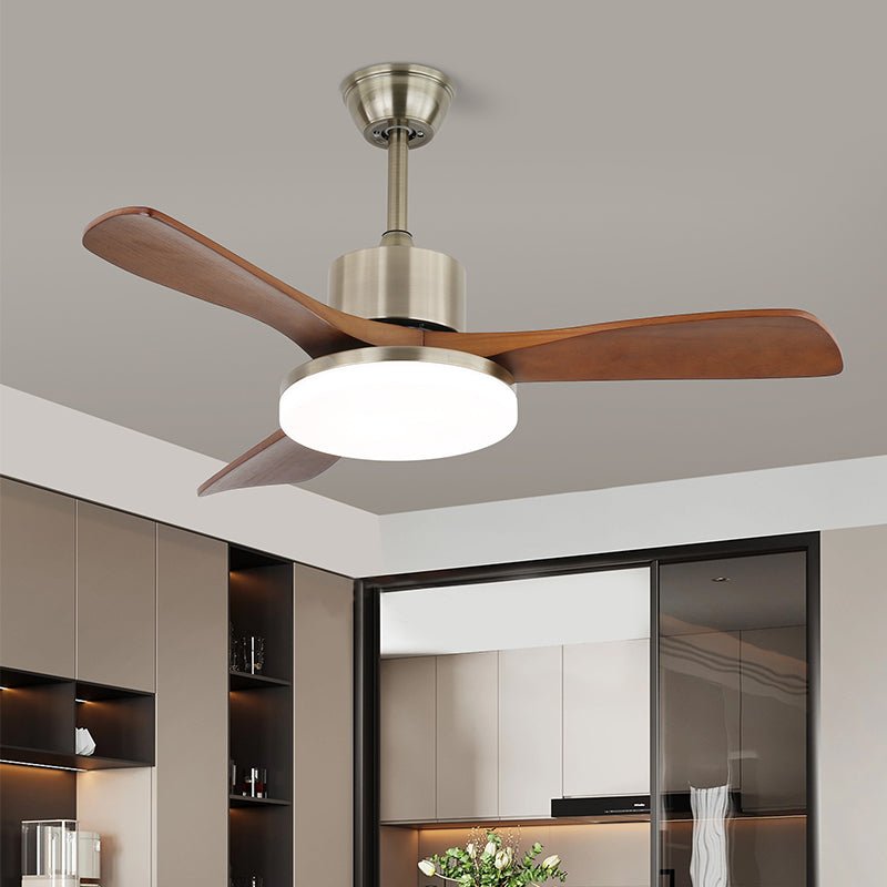 Elara Modern Brass Wood Ceiling Fan Light - Neutral Decor