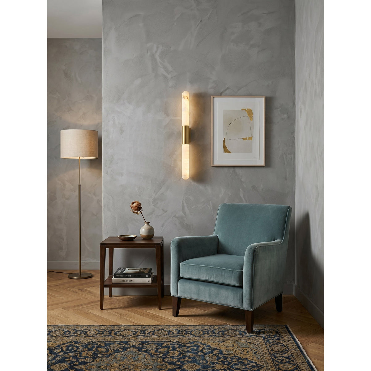 Eireaya Line Alabaster Tube Wall Sconce