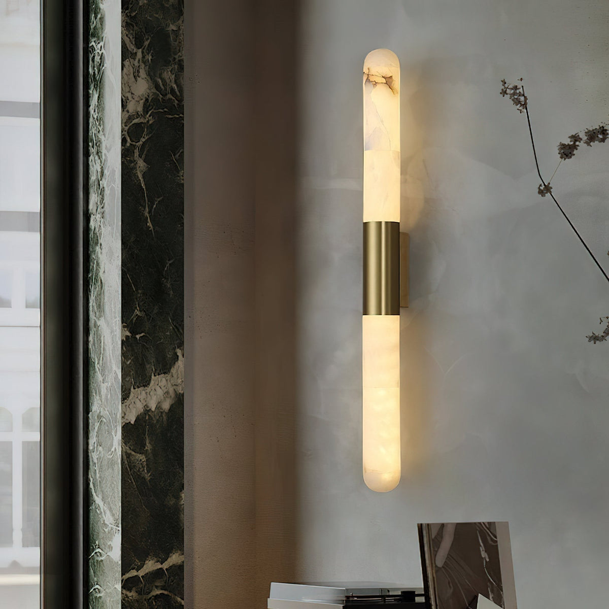 Eireaya Line Alabaster Tube Wall Sconce