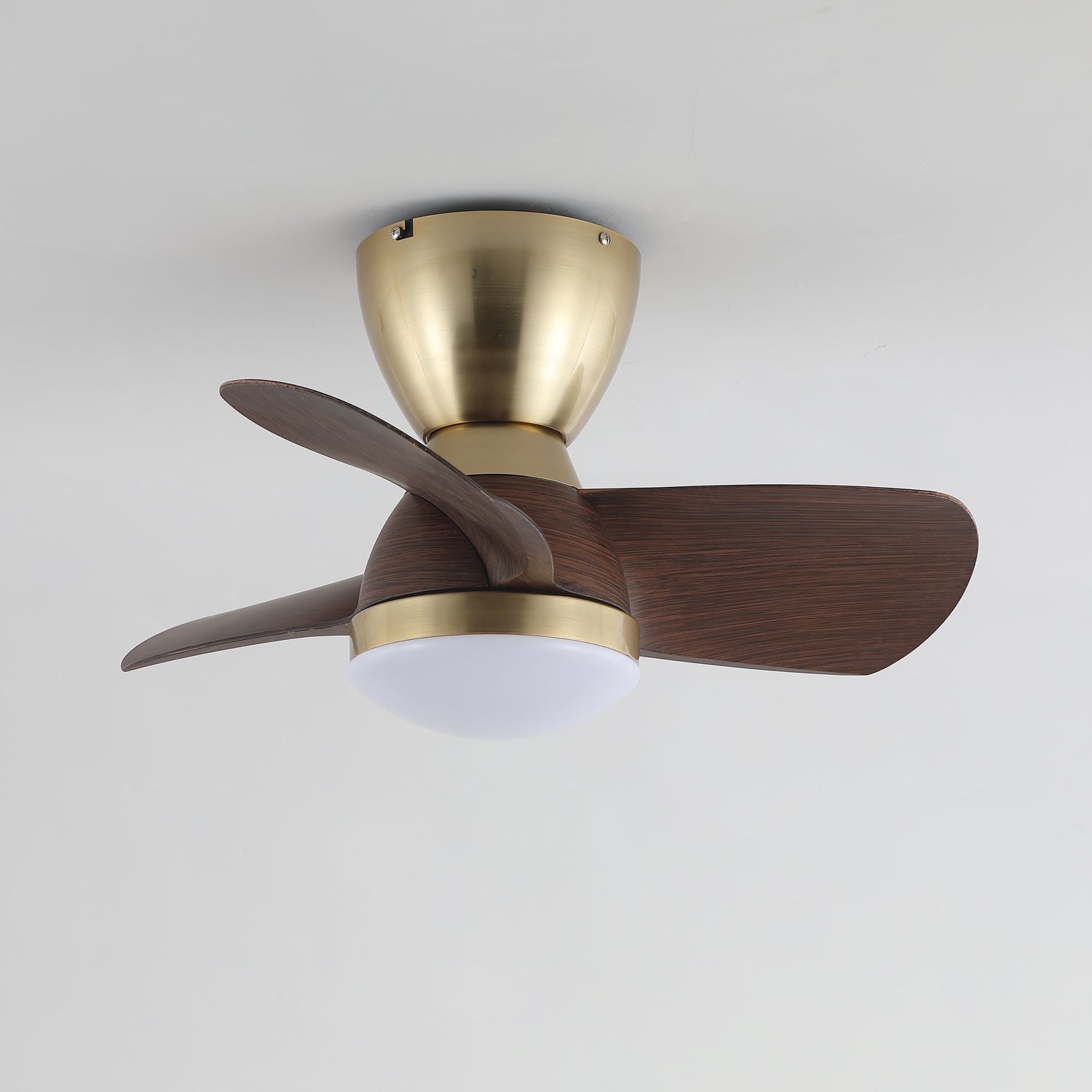 Aldiian Minimalist Brass Wood Ceiling Fan Light