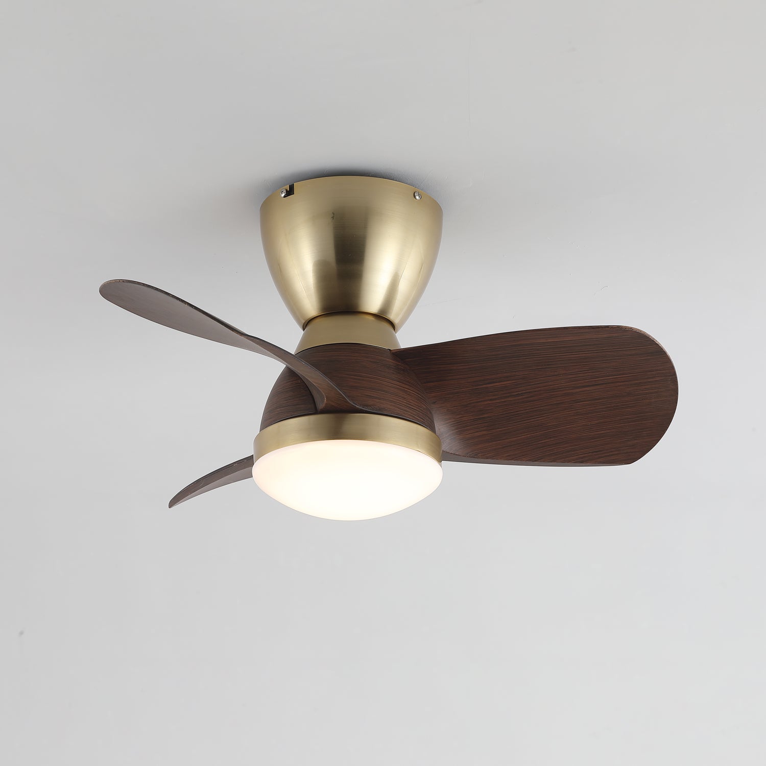 Aldiian Minimalist Brass Wood Ceiling Fan Light