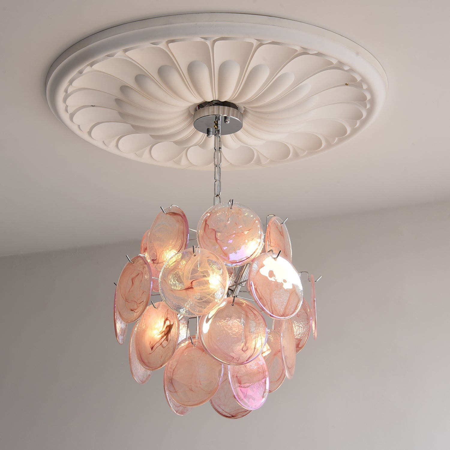 Venfield Chandelier Iridescent Glass Disc Cascade - Neutral Decor