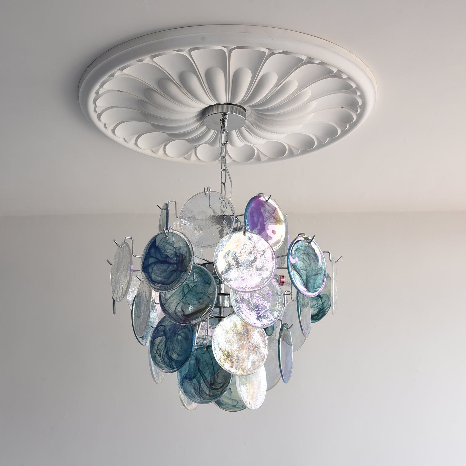 Venfield Chandelier Iridescent Glass Disc Cascade - Neutral Decor