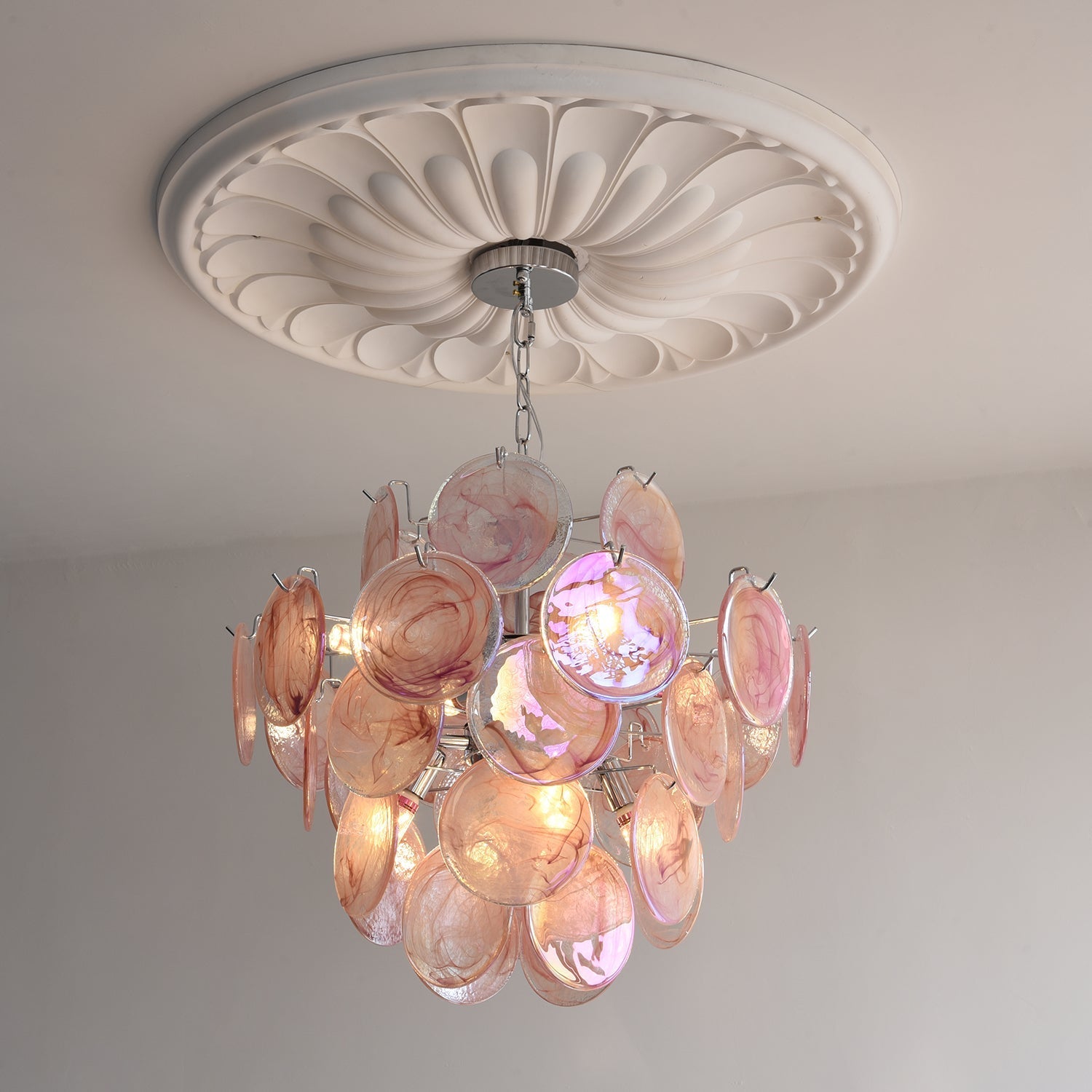 Venfield Chandelier Iridescent Glass Disc Cascade - Neutral Decor