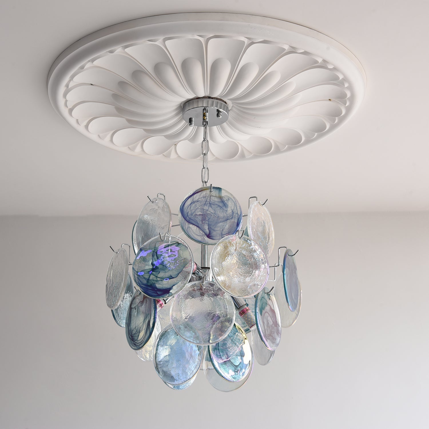 Venfield Chandelier Iridescent Glass Disc Cascade - Neutral Decor