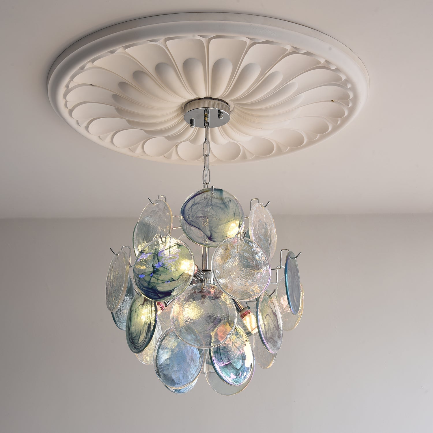 Venfield Chandelier Iridescent Glass Disc Cascade - Neutral Decor