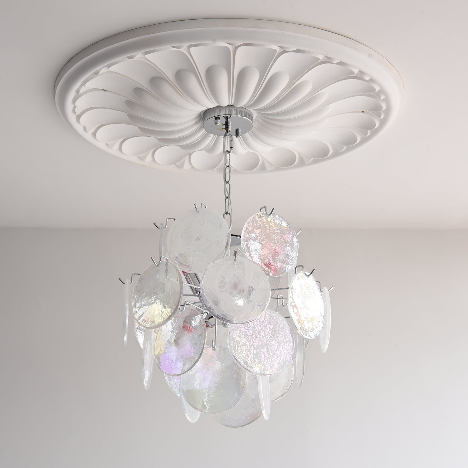 Venfield Chandelier Iridescent Glass Disc Cascade - Neutral Decor