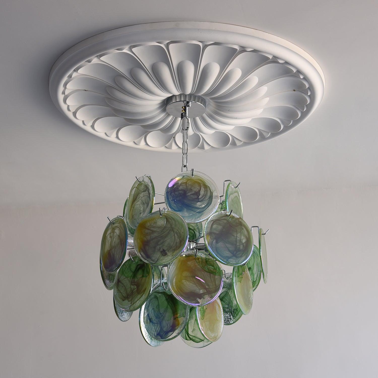 Venfield Chandelier Iridescent Glass Disc Cascade - Neutral Decor