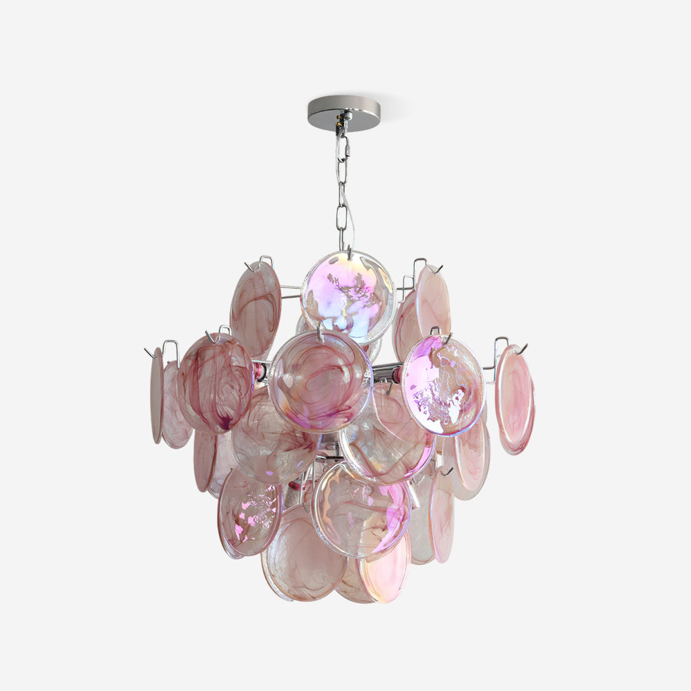 Venfield Chandelier Iridescent Glass Disc Cascade - Neutral Decor