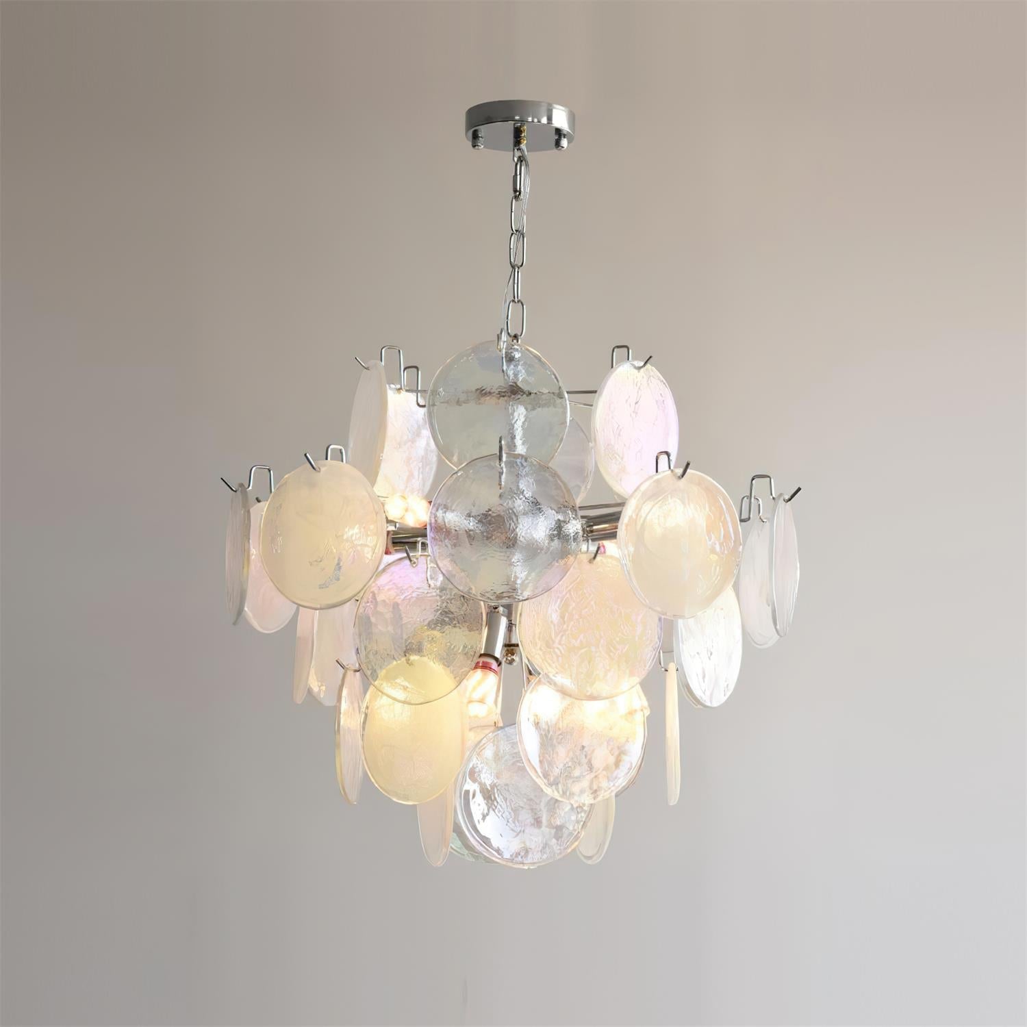 Venfield Chandelier Iridescent Glass Disc Cascade - Neutral Decor