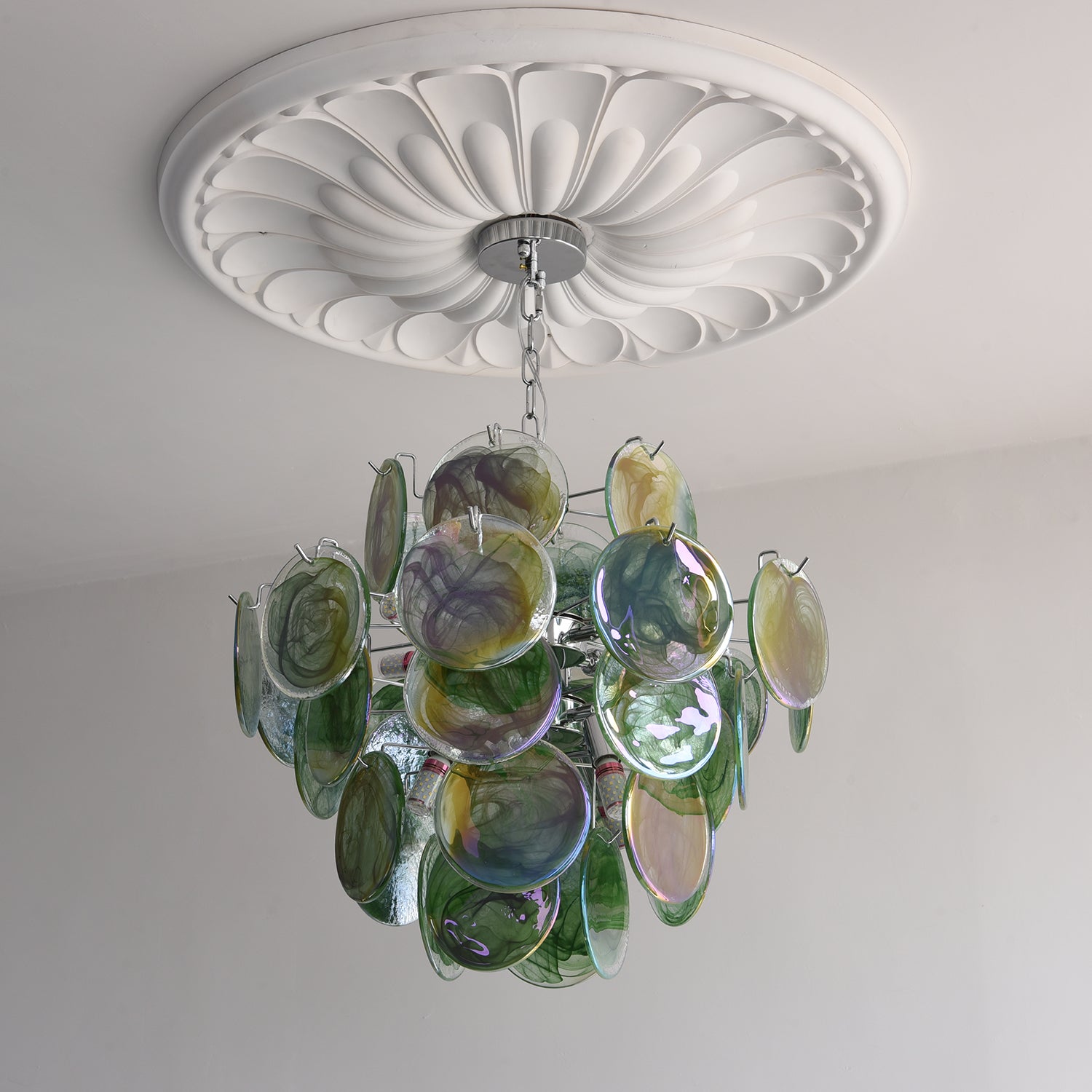Venfield Chandelier Iridescent Glass Disc Cascade - Neutral Decor