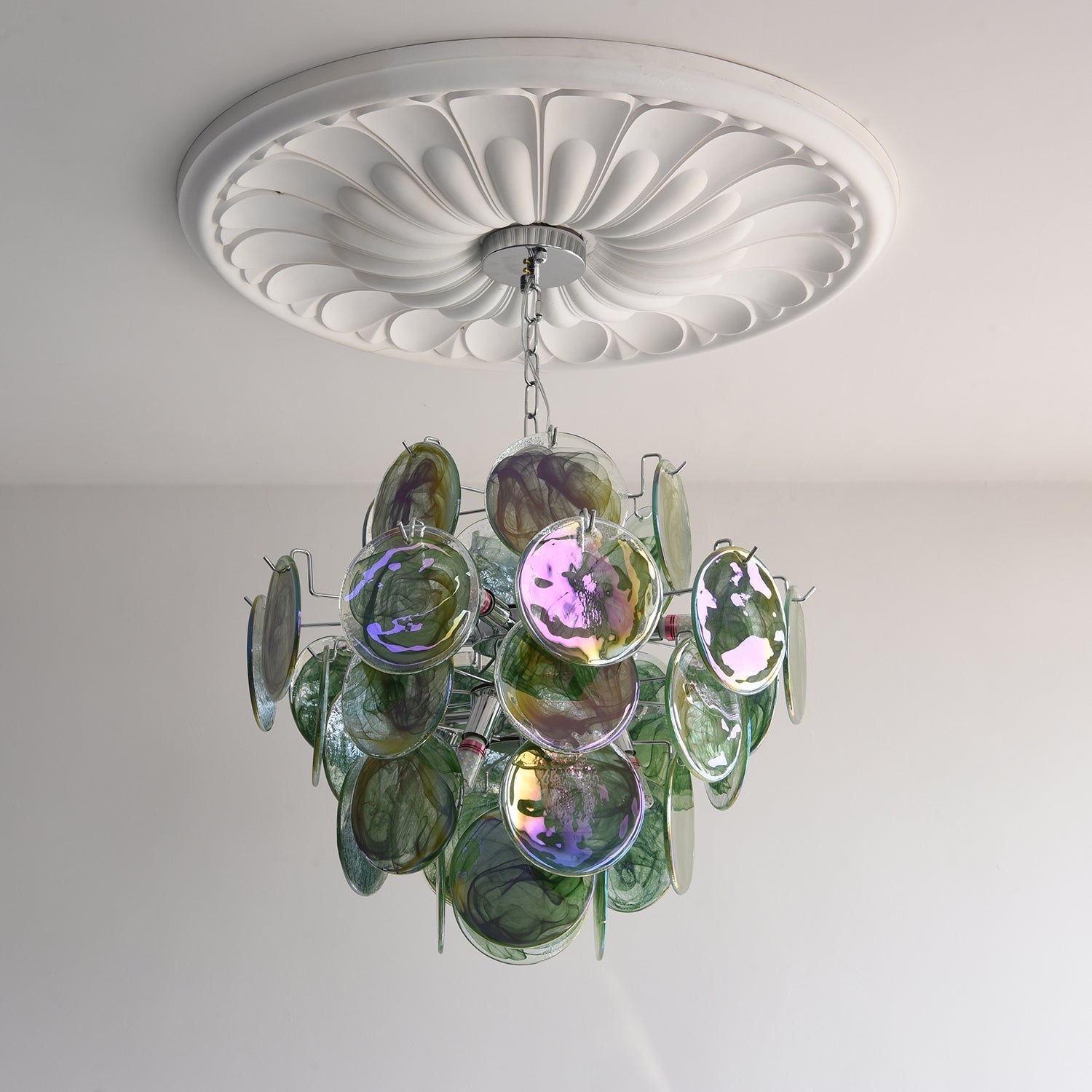 Venfield Chandelier Iridescent Glass Disc Cascade - Neutral Decor