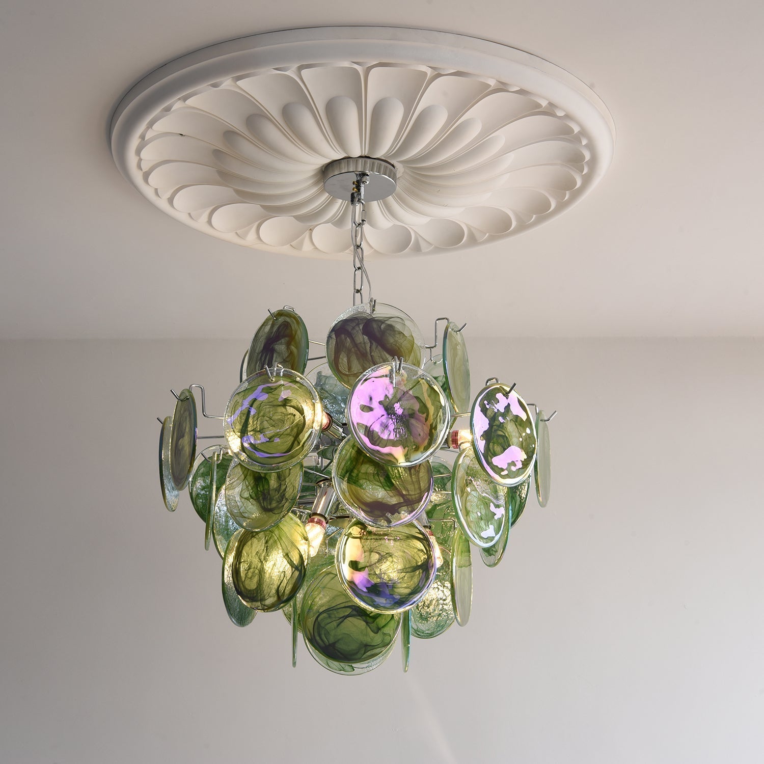 Venfield Chandelier Iridescent Glass Disc Cascade - Neutral Decor