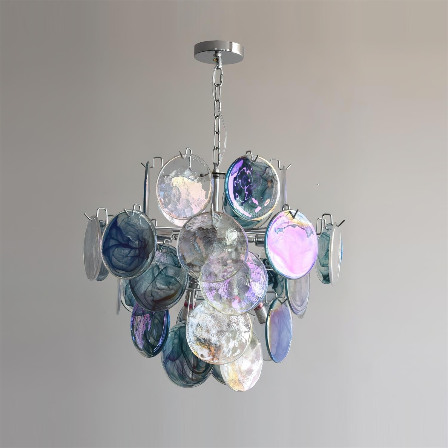 Venfield Chandelier Iridescent Glass Disc Cascade - Neutral Decor