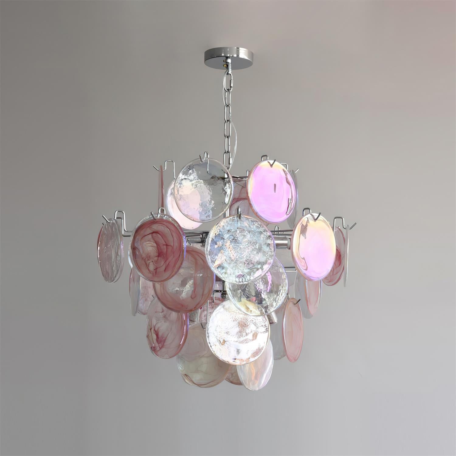 Venfield Chandelier Iridescent Glass Disc Cascade - Neutral Decor