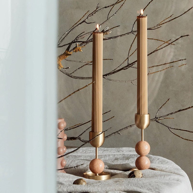 Fuldo Verdant Sphere Candle Holder Brushed Brass Accent Mid-century Interior