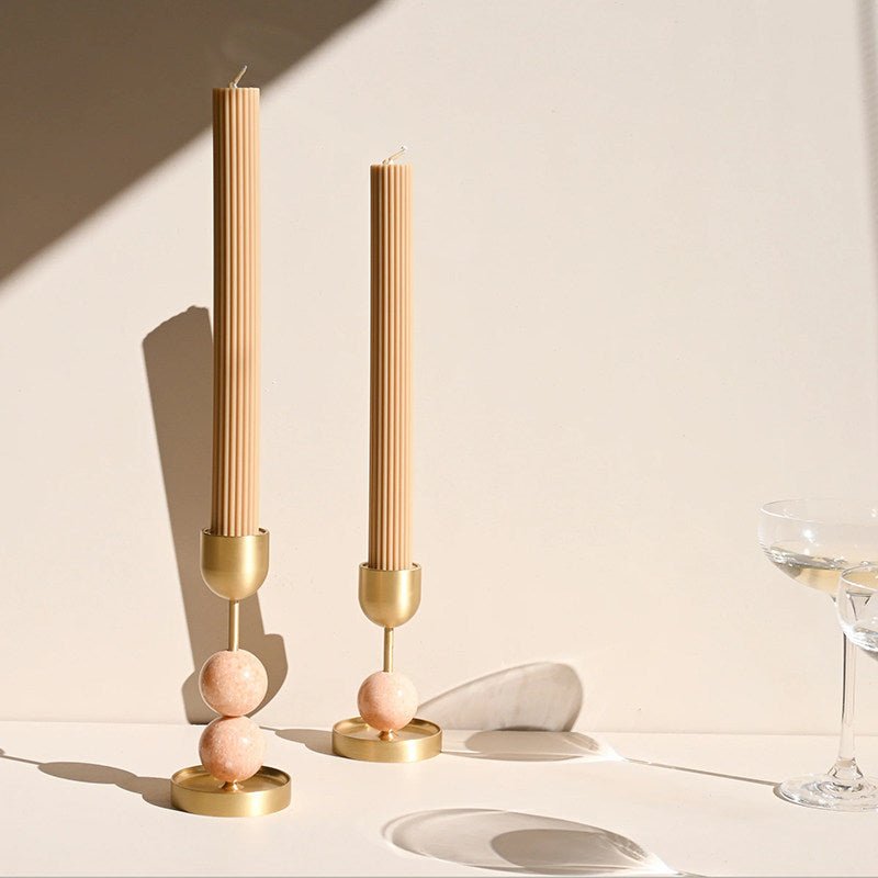 Fuldo Verdant Sphere Candle Holder Brushed Brass Accent Mid-century Interior