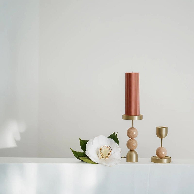 Fuldo Verdant Sphere Candle Holder Brushed Brass Accent Mid-century Interior