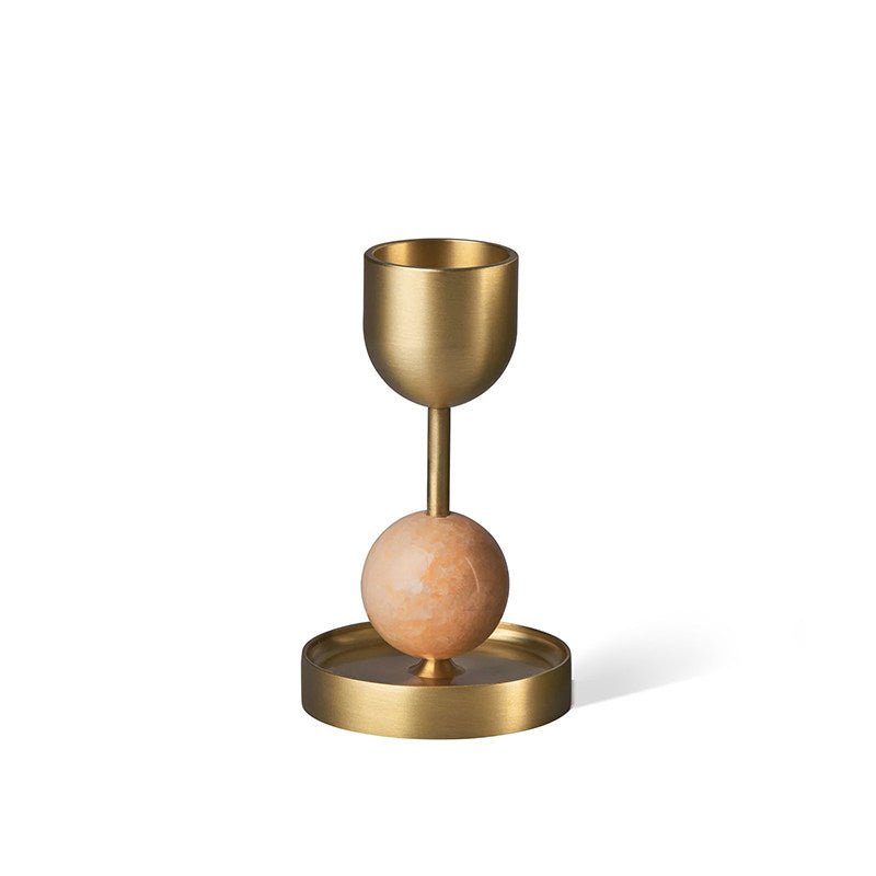 Fuldo Verdant Sphere Candle Holder Brushed Brass Accent Mid-century Interior