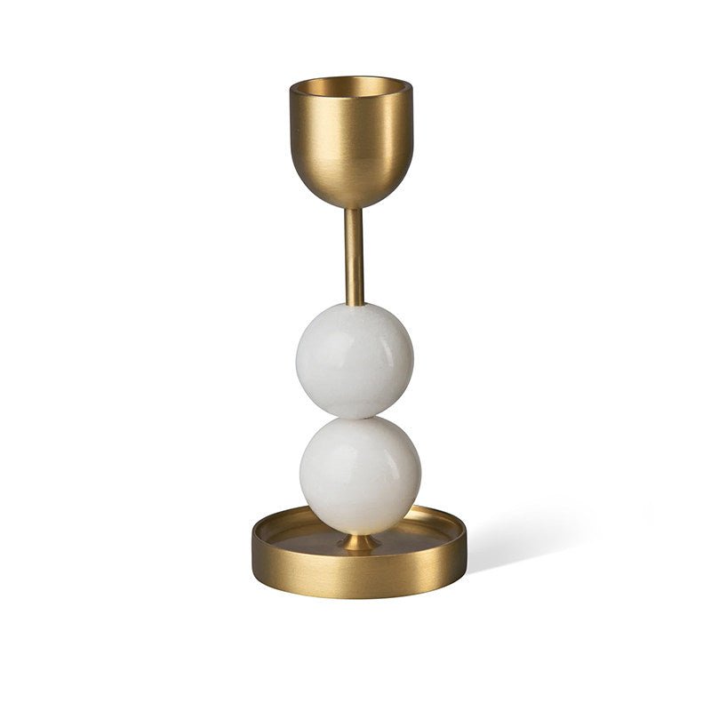Fuldo Verdant Sphere Candle Holder Brushed Brass Accent Mid-century Interior