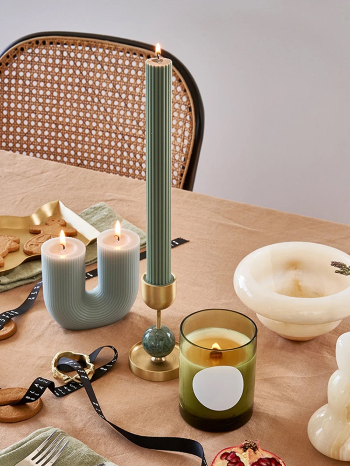 Fuldo Verdant Sphere Candle Holder Brushed Brass Accent Mid-century Interior
