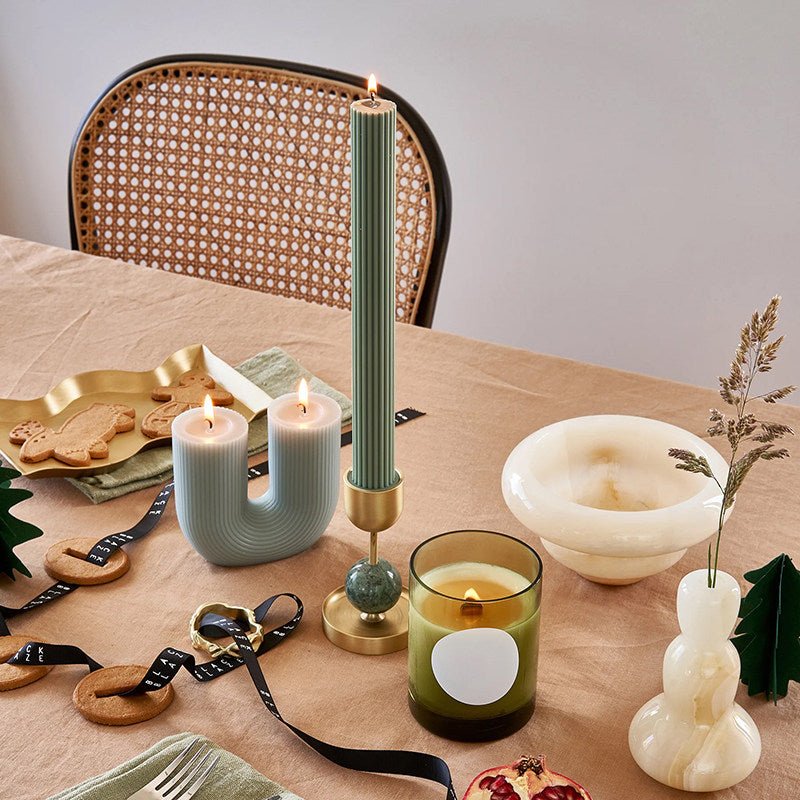 Fuldo Verdant Sphere Candle Holder Brushed Brass Accent Mid-century Interior