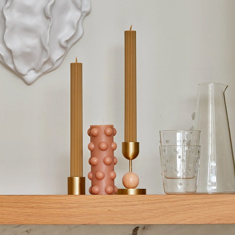 Fuldo Verdant Sphere Candle Holder Brushed Brass Accent Mid-century Interior
