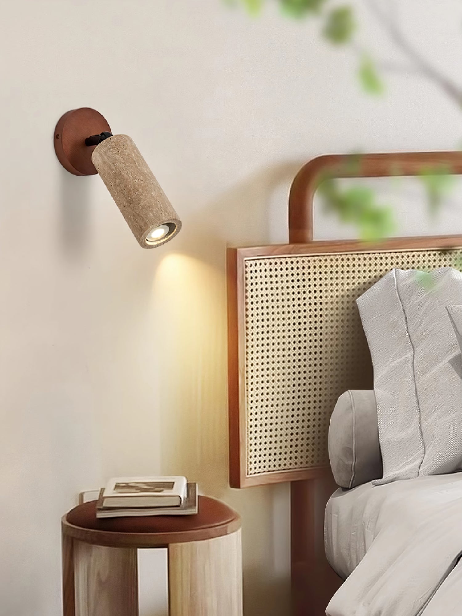 Cesilyra Cylindrical-Tube Travertine Wall Light