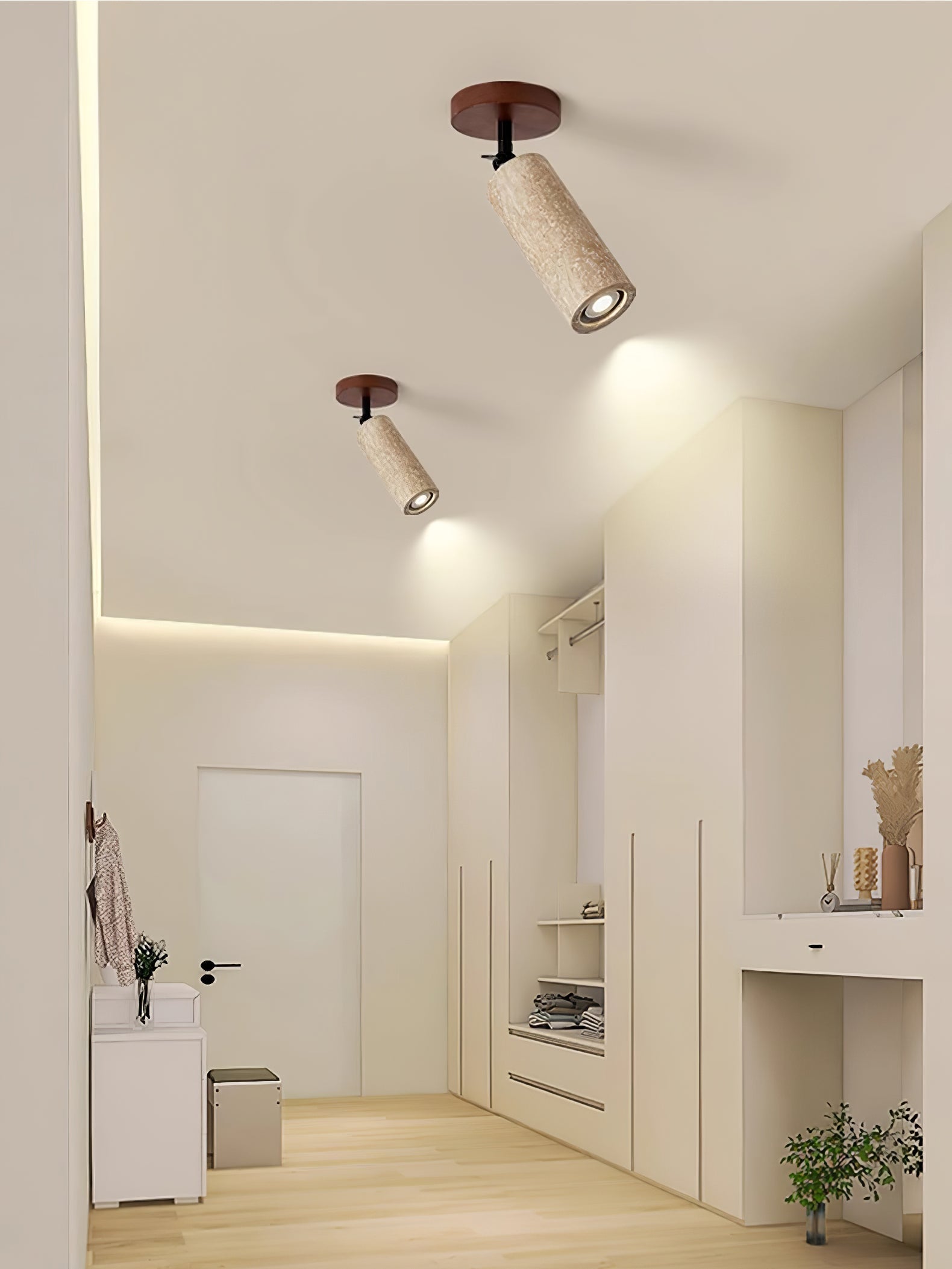 Cesilyra Cylindrical-Tube Travertine Wall Light